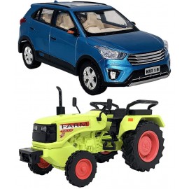 Centy Toys Combo of Pull Back Action Creta Car with Farm Tractor Toy Car for Kids and Boys (Color May Vary)