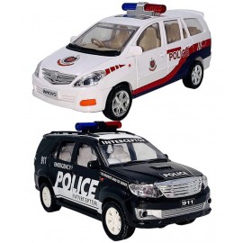 Centy Toys Combo of Pull Back Action SUV  Fortuner Interceptor with PCR Model Toy Car for Kids and Boys (Color May Vary)