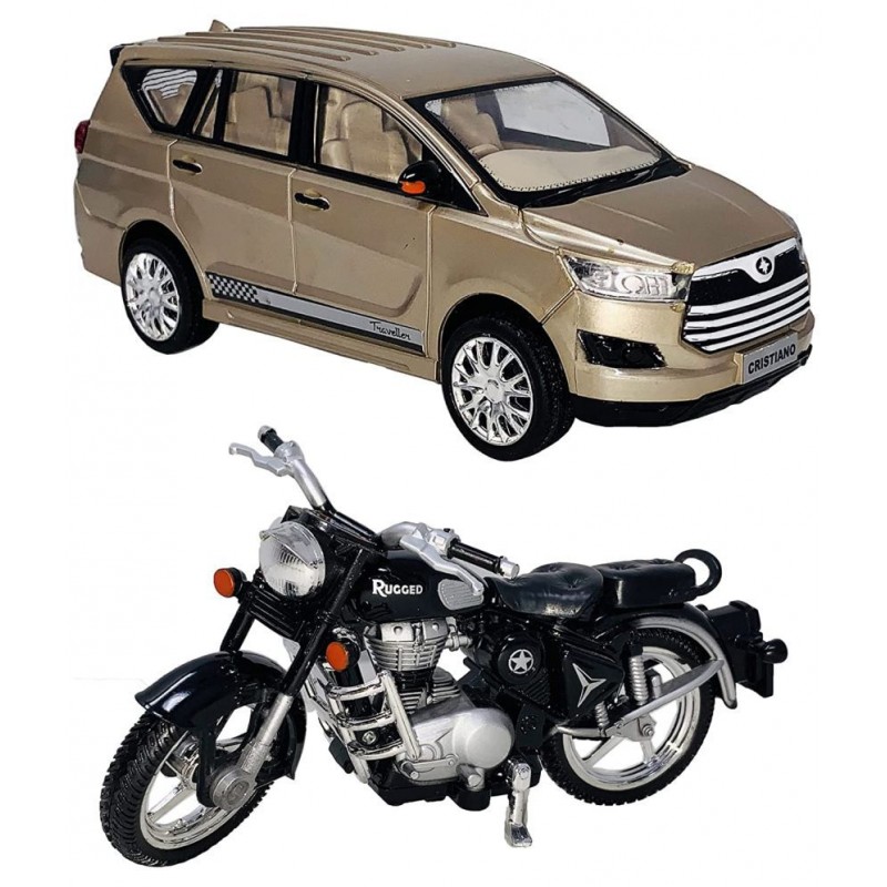 Centy Toys Combo of Pull Back Action SUV Innova Car with Bullet Bike Toy Car for Kids (Color May Vary))