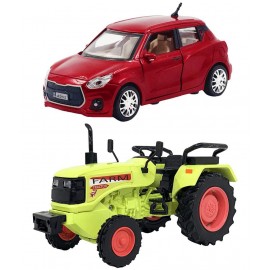 Centy Toys Combo of Pull Back Action Swift Car with Farm Tractor Toy Car for Kids and Boys (Color May Vary)