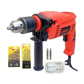 Cheston 13mm Impact Drill Machine Reversible Hammer Driver Variable Speed Screwdriver (Drill with BITS for Drilling and Screwdriver)