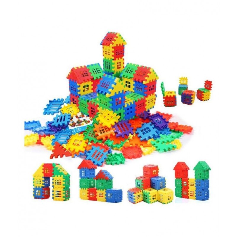 Chocozone 72pcs Blocks House Multi Color Building Blocks with Smooth Rounded Edges - Building Blocks for Kids- Blocks Game for 4 Years Old Girls & Boys