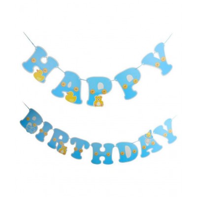 Chocozone Birthday Decorations Items for Girls - Happy Birthday Banner Party Propz ( Blue)