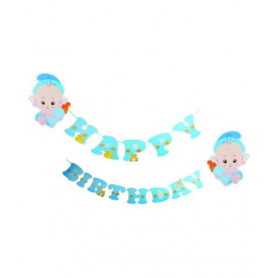Chocozone Birthday Decorations Items for Girls - Happy Birthday Banner Party Propz ( Blue)