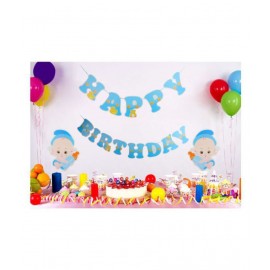 Chocozone Birthday Decorations Items for Girls - Happy Birthday Banner Party Propz ( Blue)