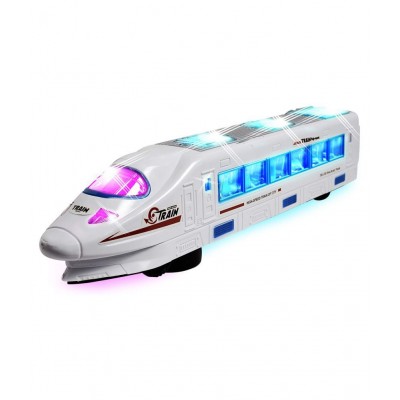 Chocozone Bump and Go High Speed Bullet Train Toys - 3D Lighting and Musical Toys for Kids Toys for 2 Years Old Girls- 38 cm