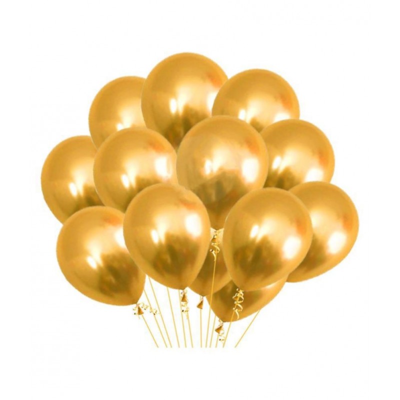 Chocozone Pack of 100 12" Golden Metallic Balloons for Birthday Party Decoration Kits Balloon for Kids