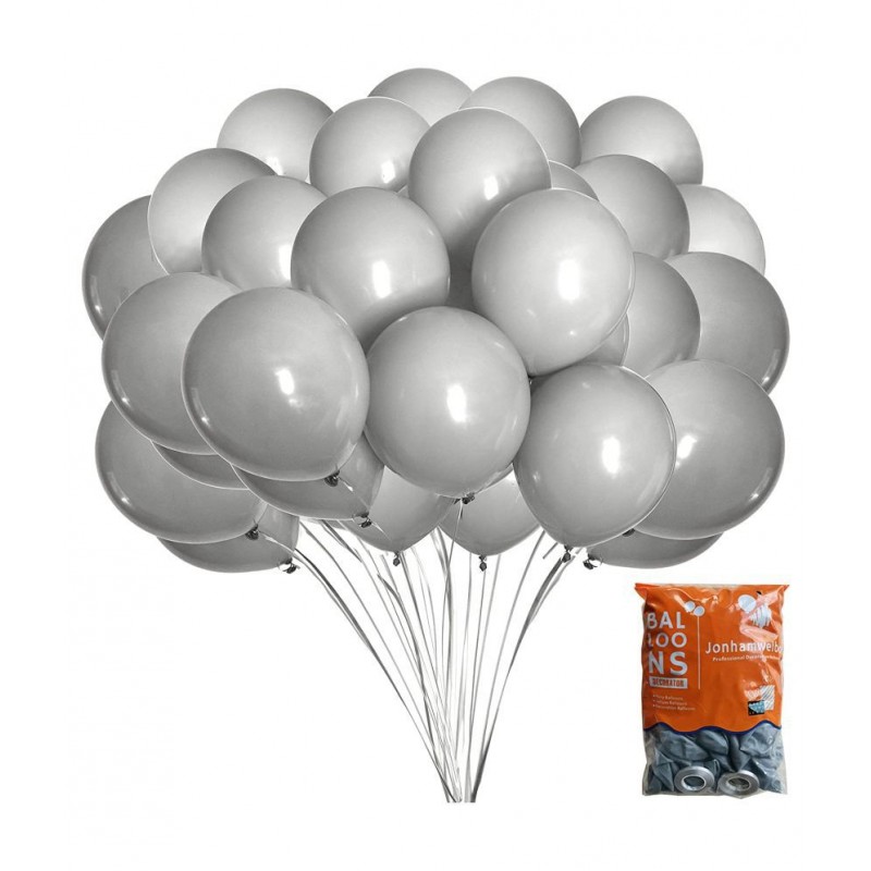 Chocozone Pack of 100 12" Grey Metallic Birthday Party Balloons Party Props Decoration Kits Balloon for Kids