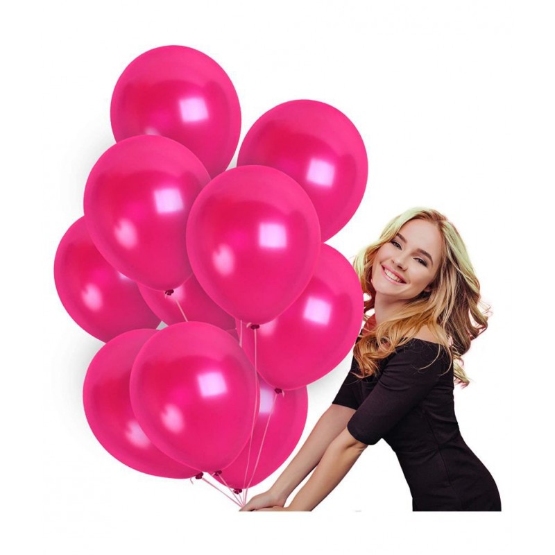Chocozone Pack of 100 12" Pink Metallic Balloons Party Props Birthday Decoration Kits for Girls Baby Shower Balloons