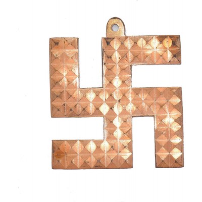 Copper Swastik Pyramid Vaastu Dosh Nivaran Items Remedies Product for Home & Office Main Door Decor (3.5 inches)