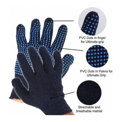 Cotton hand gloves knitted dotted pair 10 Cotton Safety Glove
