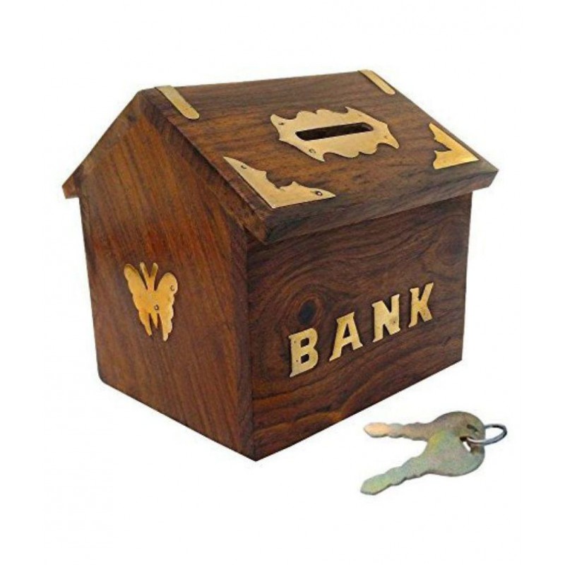 Craft Kings Brown Wooden Piggy Bank