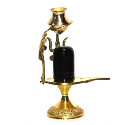 Craftghar Gold Plated Brass Shivling - 8 Inch
