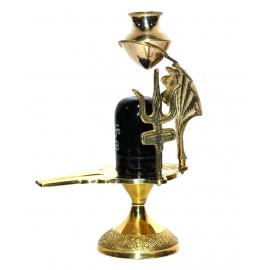 Craftghar Gold Plated Brass Shivling - 8 Inch