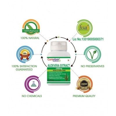 Curevisor Aloevera Extract-1000mg (GLOWING SKIN) Capsule 60 no.s