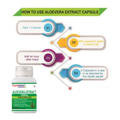 Curevisor Aloevera Extract-1000mg (GLOWING SKIN) Capsule 60 no.s