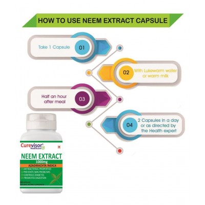 Curevisor Neem Extract-1000mg BODY DETOX (Glowing Skin) Capsule 60 no.s