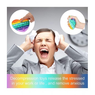 CuteSo  Pop It Fidget Toys,Push Pop Bubble Fidget Sensory Toy,Autism Special Needs Silicone Stress Relief Toy,Great Fidget Toy Sensory Toys Novelty Gifts for Girls Boys Kids Adults (Rainbow Round) (Multicolor)  (Multicolor)