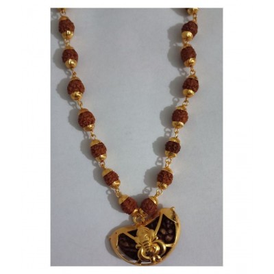 Cyan Spiritual Original Nepali Rudraksha Mala with Kaiju Ganesh Pendent For Men & Women