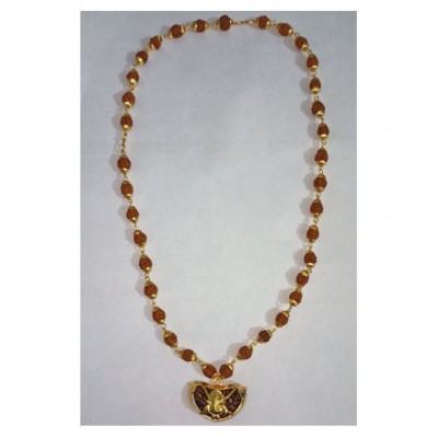 Cyan Spiritual Original Nepali Rudraksha Mala with Kaiju Ganesh Pendent For Men & Women