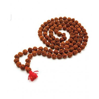 Cyan spritual 100 % Original Nepal 5 Mukhi Rudraksha Mala 108 +1 Beads Each Beads (8 mm ) Length 36 Inches