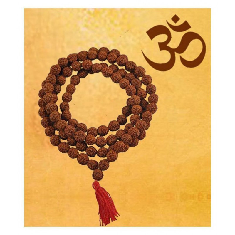 Cyan spritual 100 % Original Nepal 5 Mukhi Rudraksha Mala 108 +1 Beads Each Beads (8 mm ) Length 36 Inches