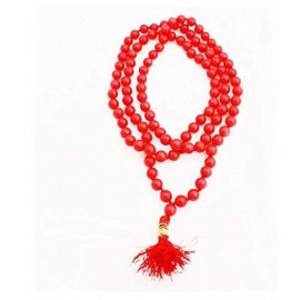 Cyan spritual 100% Original and Natural RED Agate Hakik Japa Mala - Protection Against Bad Evils 108 + 1 Beads (8 mm)