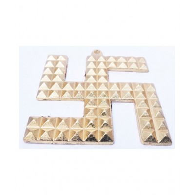 Cyan spritual Golden Brass Shree Yantra Swastik Pyramid Yantra