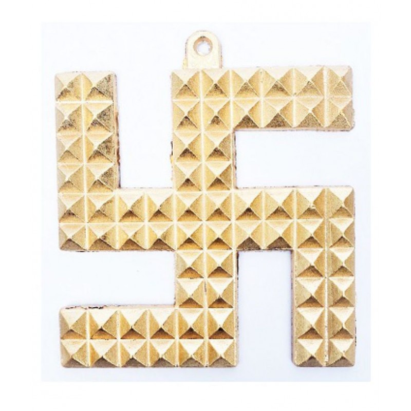 Cyan spritual Golden Brass Shree Yantra Swastik Pyramid Yantra