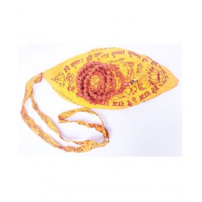 Cyan spritual Rudraksha Mala and Gomukhi Japa Bag Mother of Pearl Chain Wood Chain