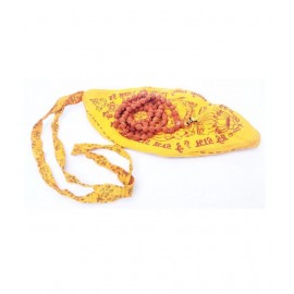 Cyan spritual Rudraksha Mala and Gomukhi Japa Bag Mother of Pearl Chain Wood Chain