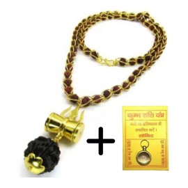Cyan spritual SHIV SHAKTI KRIPA JALI RUDRAKSHA MALA with Kumbh Rashi Yantra