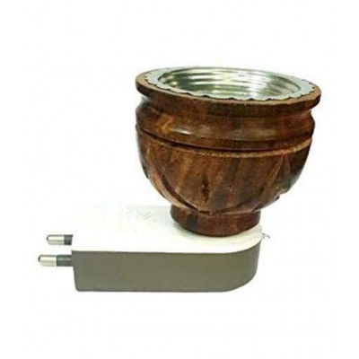 D S  Mini Wooden Electric Kapoor Dani Incense Burner Bakhoor Dani Aroma Diffuser Camphor Burner for Positive Energy - 2nd Generation (Standard Size,brown)