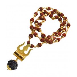 DAMRU LOCKET WITH GOLDEN CAP RUDRAKSHA MALA