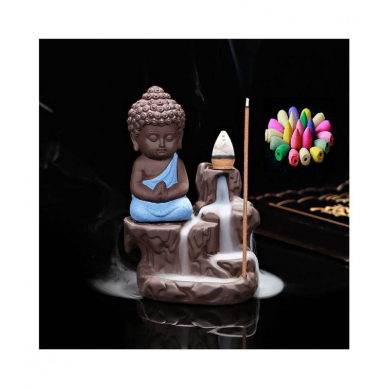 DEDHAS Smoke Buddha Blue With10pcCone Resin Ganesha Idol 12 x 7 cms Pack of 1