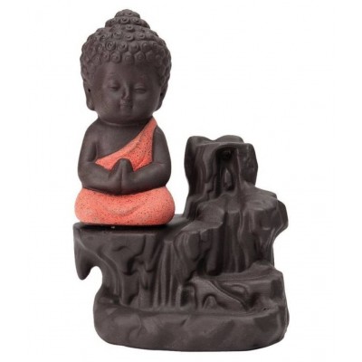 DEDHAS Smoke Buddha OrangeWith10pCone Resin Buddha Idol 12 x 7 cms Pack of 1