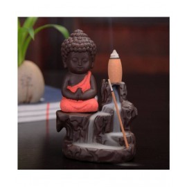DEDHAS Smoke Buddha OrangeWith10pCone Resin Buddha Idol 12 x 7 cms Pack of 1