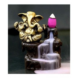 DEDHAS Smoke Ganesha Gold Backflow Resin Ganesha Idol 12 x 7 cms Pack of 1