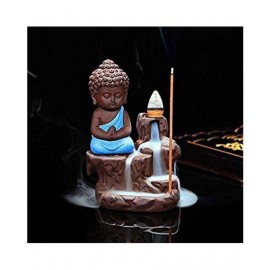 DEDHAS Smoke buddha Blue with20pcCone Resin Buddha Idol 12 x 7 cms Pack of 1