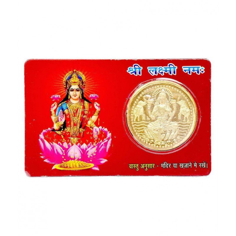 DEV RATNA KENDRA Money/Gold Plated Coin Inside/Shri MATA Laxmi\Lakshmi Yantra/Card to Keep in Wallet for Wealth/Lucky God ATM Cards/Size Same as Bank ATM Card