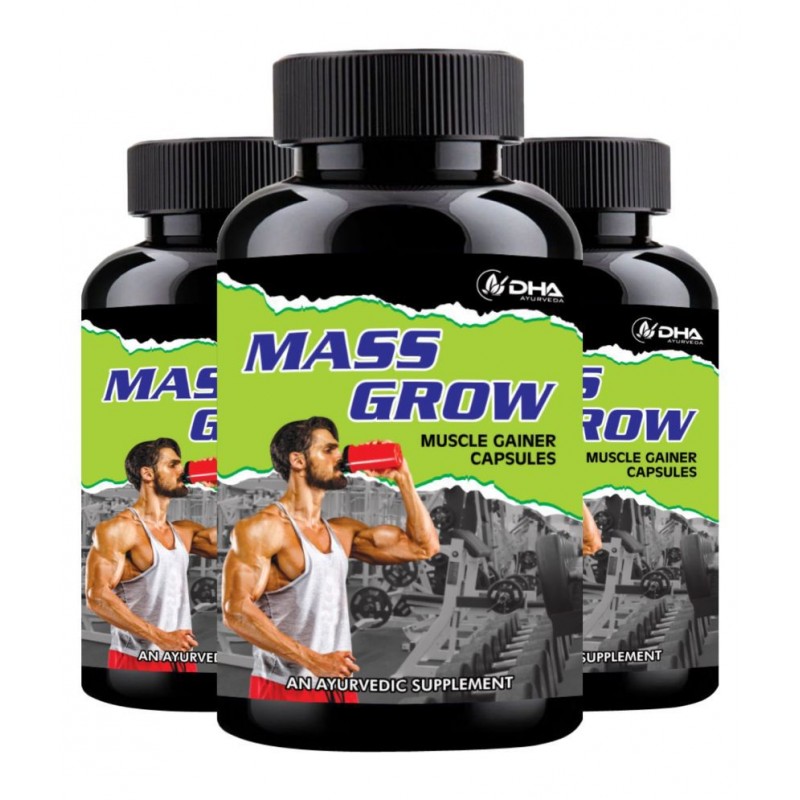 DHA Ayurveda Mass Grow Herbal Muscle Grow Supplement Capsule 90 no.s Pack of 3
