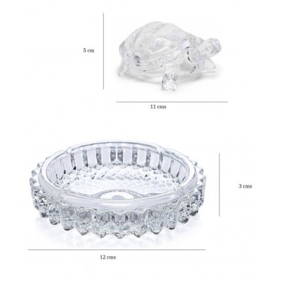 DIYAAN ENT IMPORTED VASTU - FENGSHUI CRYSTAL TURTLE | CRYSTAL TORTOISE | CRYSTAL KACHUA | WITH CRYSTAL PLATE - LARGE SIZE