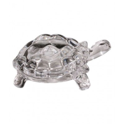 DIYAAN ENT IMPORTED VASTU - FENGSHUI CRYSTAL TURTLE | CRYSTAL TORTOISE | CRYSTAL KACHUA | WITH CRYSTAL PLATE - LARGE SIZE