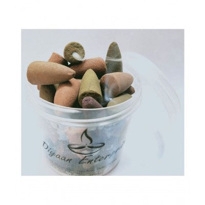 DIYAAN ENT Incense cone | Backflow cone | Dhoop cones for smoke backflows, smoke fountains in assorted color and fragrances - Set of 60