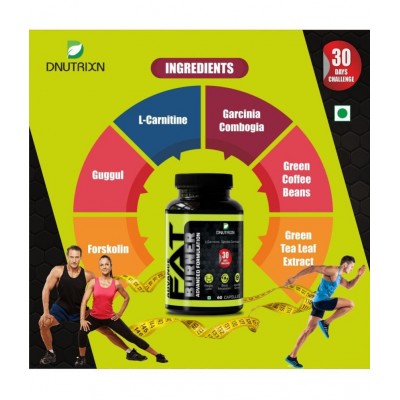 DNUTRIXN Advance Fat Burner Capsules-60 | 30 Days Challenge 60 no.s Unflavoured Single Pack
