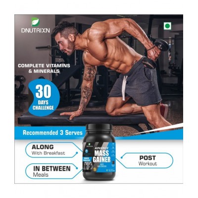 DNUTRIXN Advance Mass Gainer -1KG | Protein 63gm, 1263Kcal 1 KG kg Mass Gainer Powder DNUTRIXN Advance Mass Gainer -1KG | Protein 63gm, 1263Kcal 1 KG kg Mass Gainer Powder