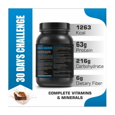DNUTRIXN Advance Mass Gainer -1KG | Protein 63gm, 1263Kcal 1 KG kg Mass Gainer Powder DNUTRIXN Advance Mass Gainer -1KG | Protein 63gm, 1263Kcal 1 KG kg Mass Gainer Powder