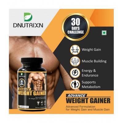 DNUTRIXN Advance Weight Gainer -60 Capsules| 30 Days Challenge | Advanced Formulation Mass Gainer, Weight Gain Capsule For Men &Women 60 no.s Unflavoured