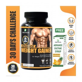 DNUTRIXN Advance Weight Gainer -60 Capsules| 30 Days Challenge | Advanced Formulation Mass Gainer, Weight Gain Capsule For Men &Women 60 no.s Unflavoured