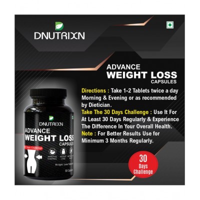 DNUTRIXN Advance Weight Loss Capsules |Advanced Formulation 60 no.s Unflavoured